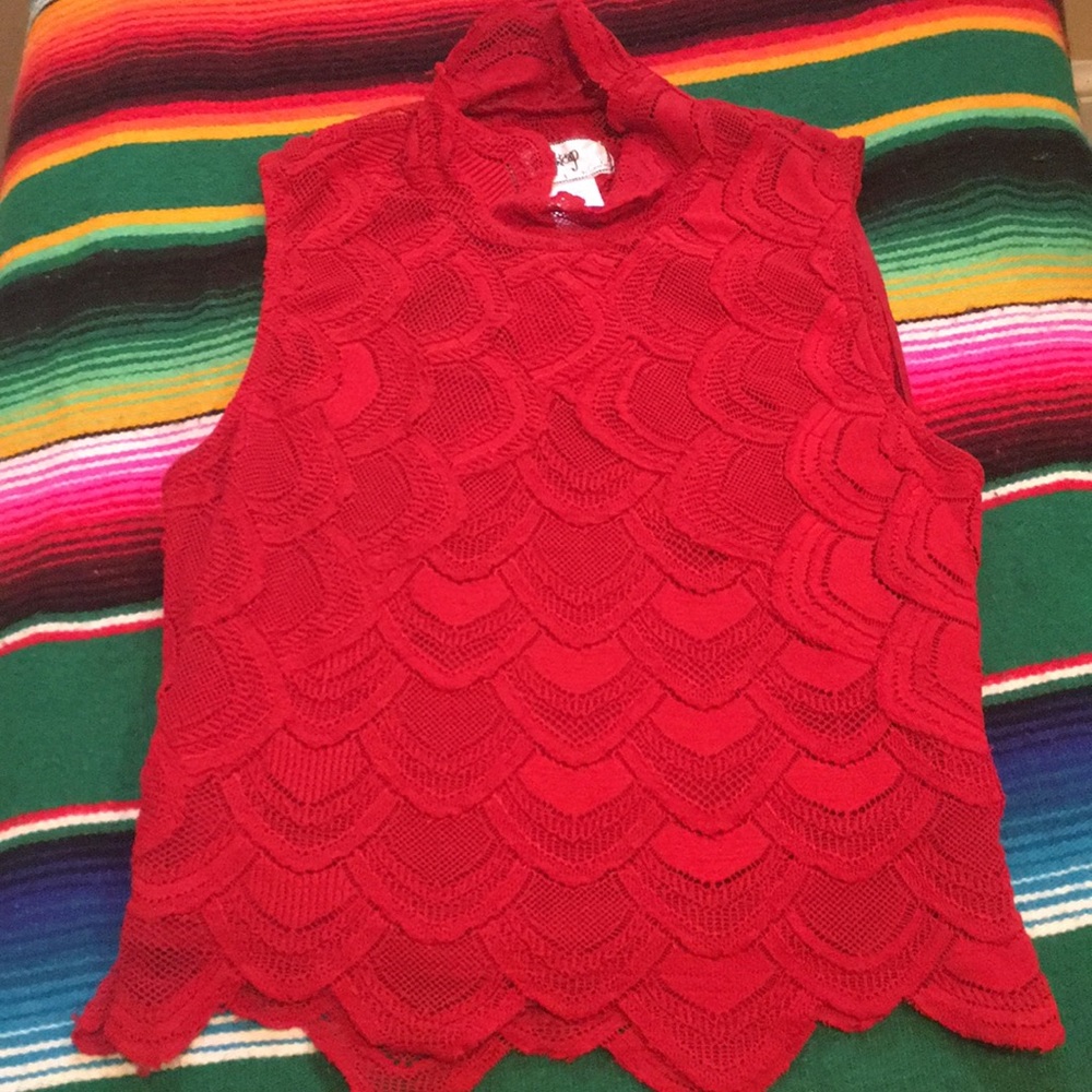 Lace crop top, night cap, cut out in the back.